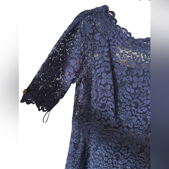 Teri Jon by Rickie freeman Elegant Lace Dress in Navy Blue size 10 - Picture 7 of 7
